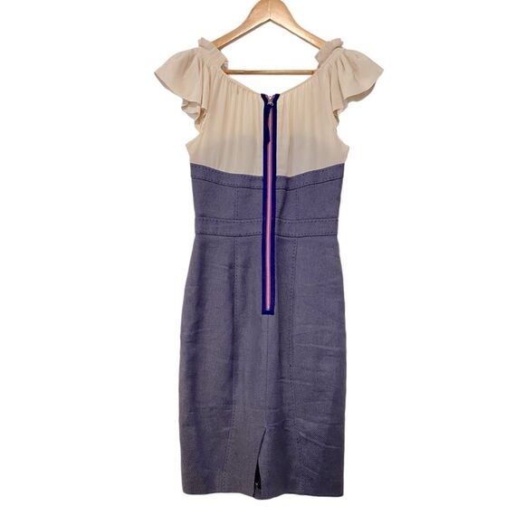 Rebecca Taylor Sweetheart Neck Silk Top Blue Midi Dress 4 - Picture 4 of 11